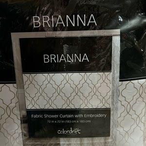 Brianna fabric shower curtain with embroidery. New 72x72